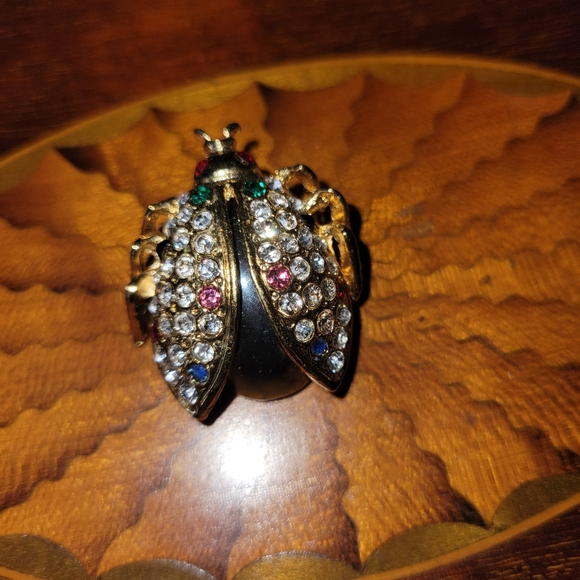 Vintage Ladybug Rhinestone Brooch - Picture 2 of 6